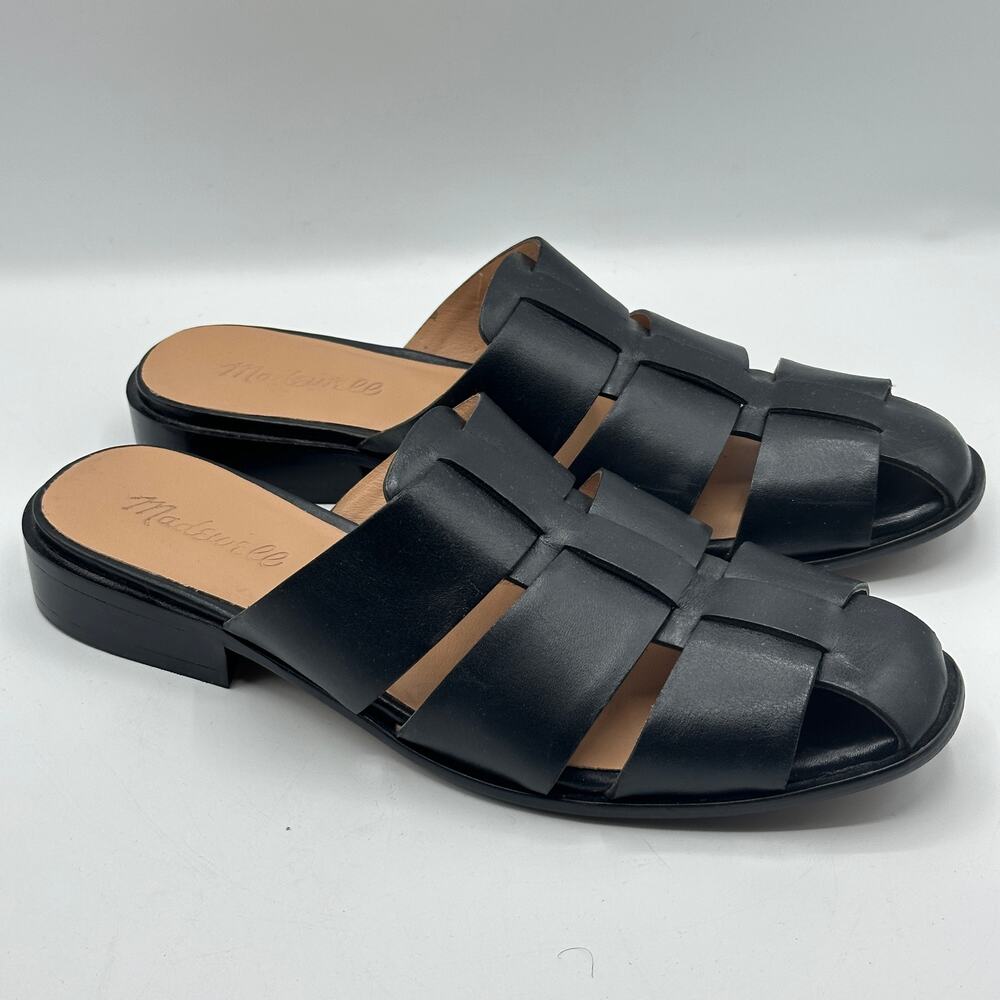 MADEWELL The Dixson Fisherman Mule Leather True Black Sz 7.5 $128 - Picture 3 of 9
